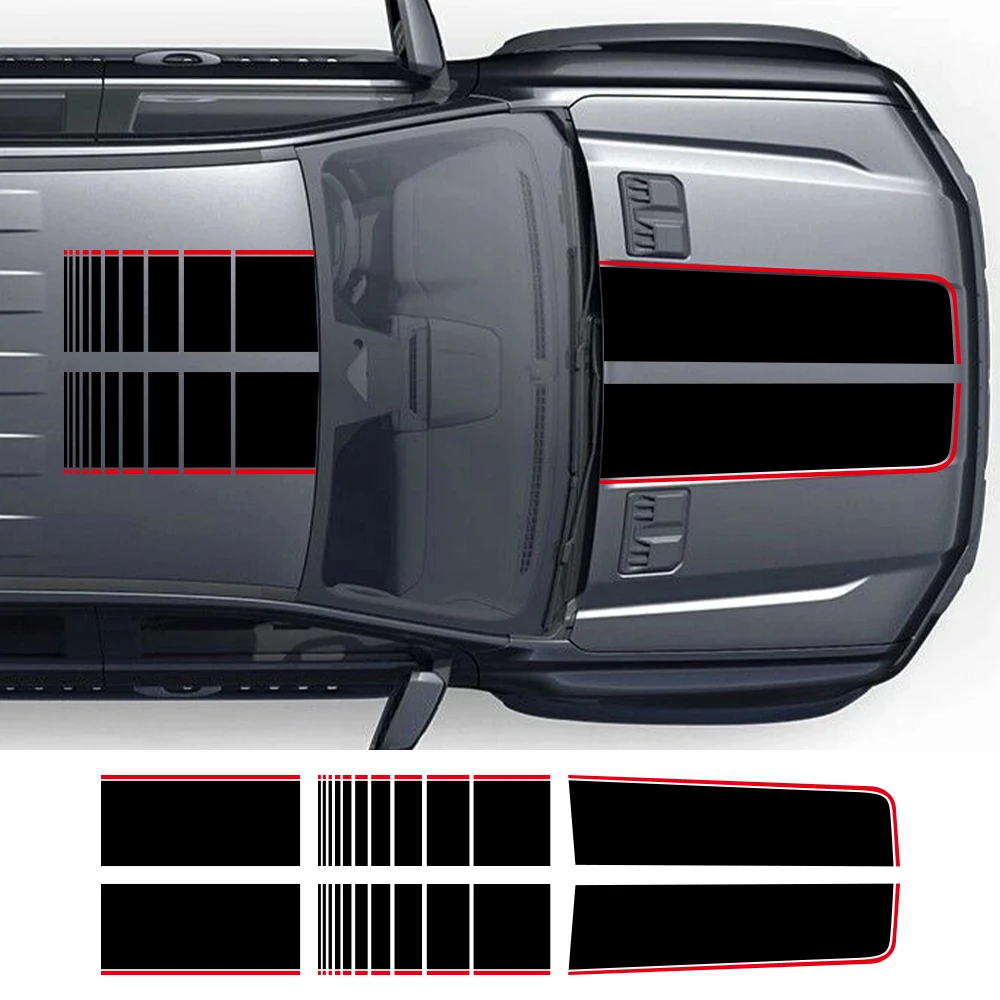 Car Engine Cover Stickers Car Hood Bonnet Stripes Vinyl Decals Trunk Roof Decoration Stickers For Ford Ranger Raptor Accessories