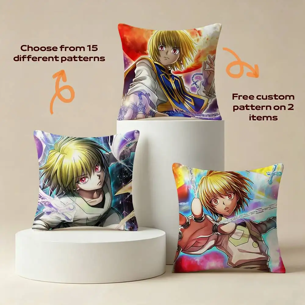 K-Kurapika Anime HxH Battle Collection Square Sofa Pillow Cover Solid Color Living Room Home Decor Cushion Case