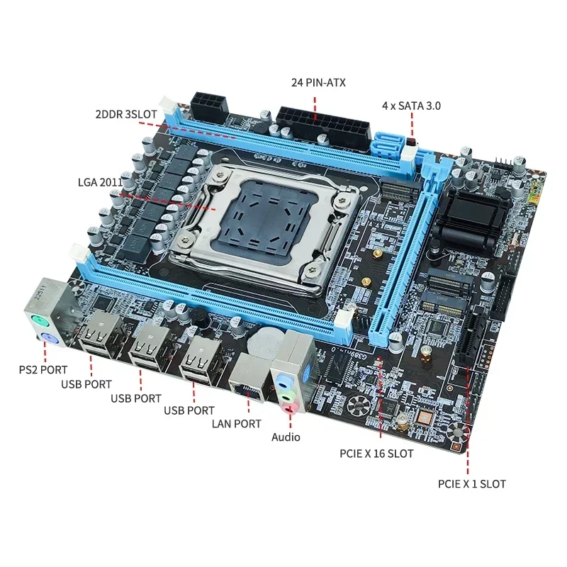 X79 Micro-ATX Motherboard 1000 Mbps  Onboard LGA2011 Desktops Motherboard SATA 2.0 M.2  Computer Motherboard