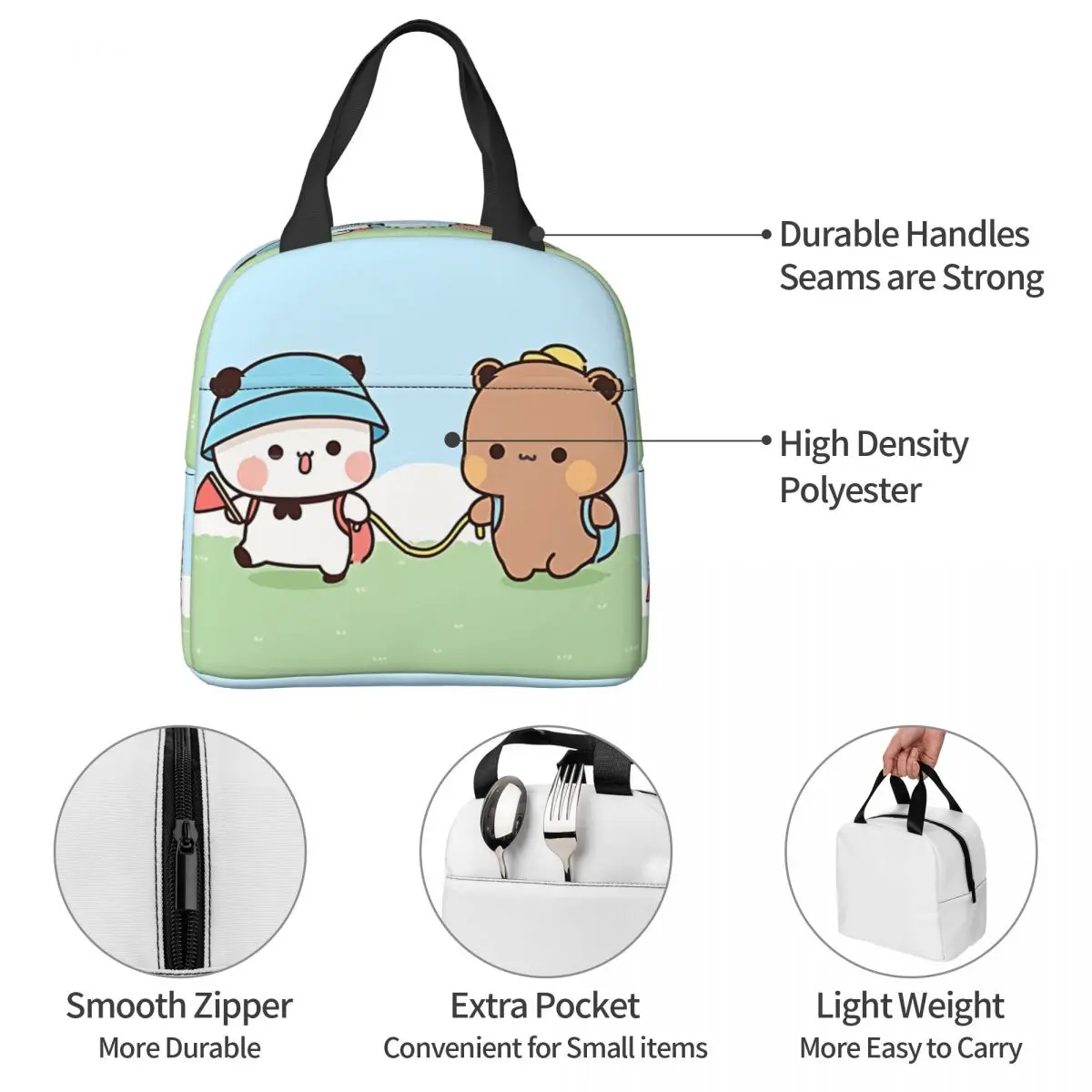 Couple Picnic Oxford Cloth Portable Bags Bubu and Dudu Anime School Trip Lunch Hiking Debris Cooler Food Handbags