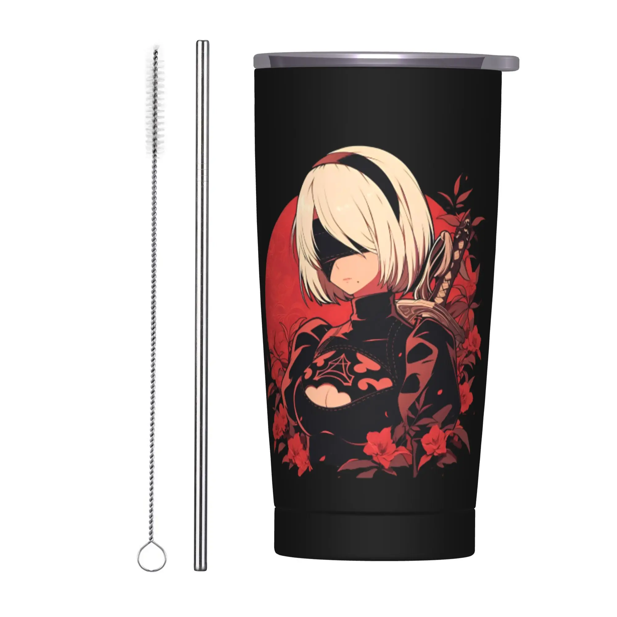 

Термокружка NieRs Anime с крышкой, вакуумная, с двойными стенками, для автомобиля, 20 унций