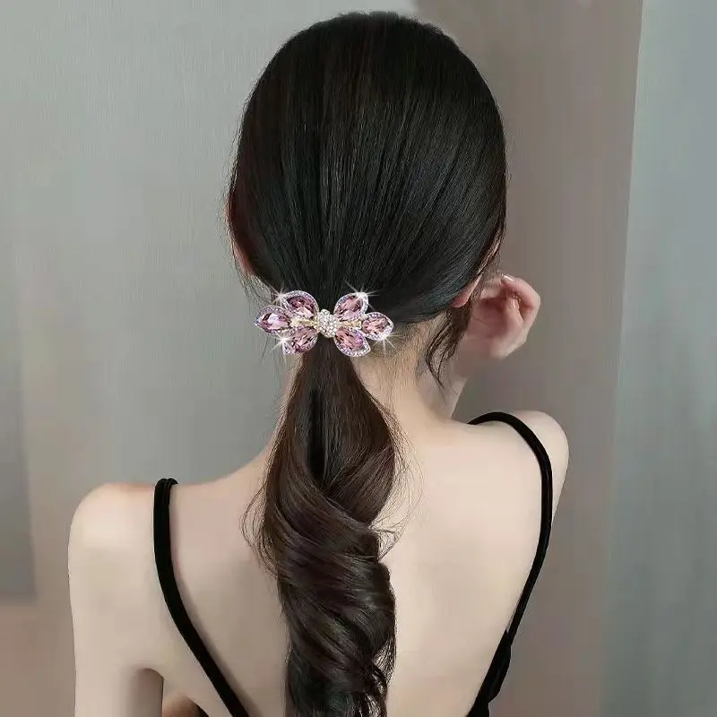 

Luxury crystal rhinestone bow elegant and compact spring hair clip new autumn and winter fashionable women's headwear