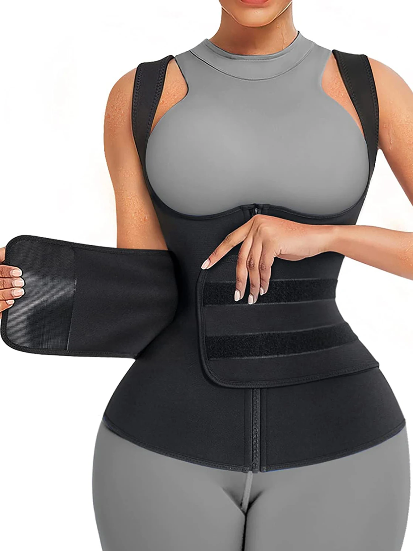 Neopreen Sauna Pak Voor Vrouwen Sauna Zweet Vest Taille Trainer Verstelbare Riemen