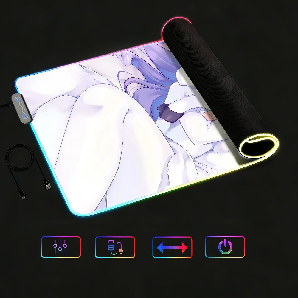 Unicorn Azur Lane Mouse Pad RGB LED Non-slip Desk Mat Rubber Gaming Accessories Large XXL Computer Office Keyboard Carpet