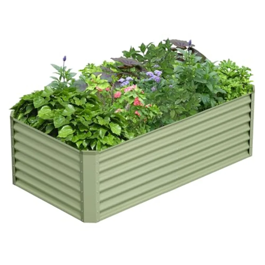 

Оцинкованная приподнятая грядка 6x3x2 фута, большой металлический контейнер для овощей, зеленый, для улицы