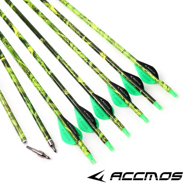 

28/30inch Camouflage carbon arrow shaft Spine 500 id6.2mm od7.8mm Compound & Recurve Bow Hunting Sport Shooting 6/12/18pcs