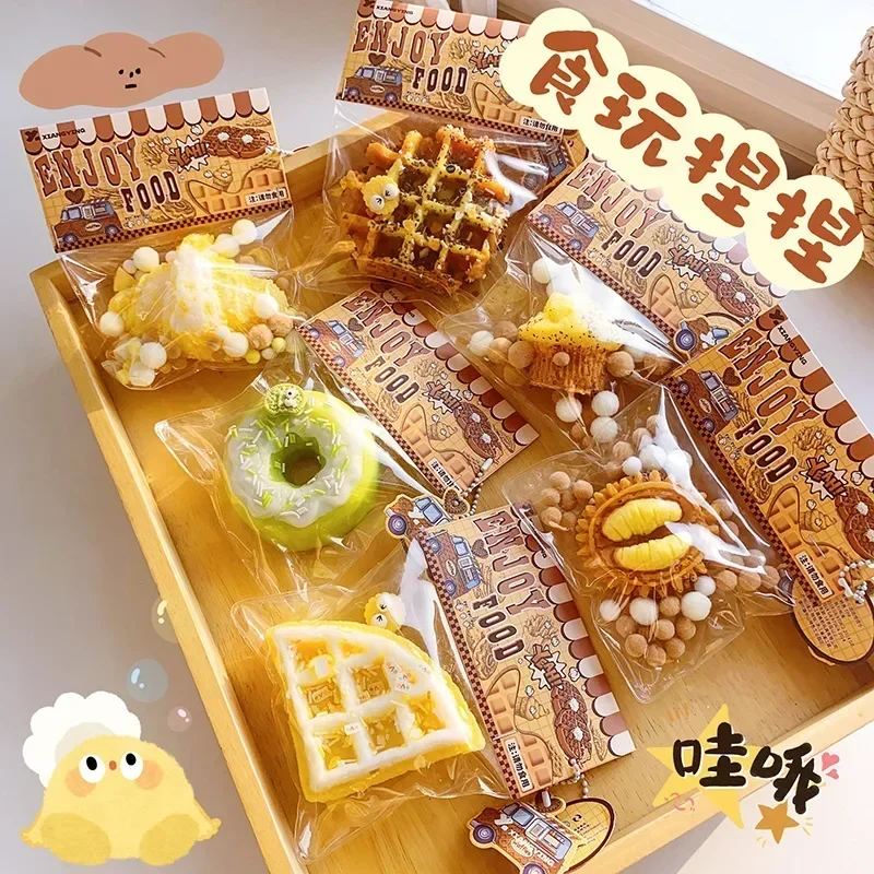 Squishy Food Creative Kids Fidget Toy Simulation exquisite Waffle  Bread Toast Donuts Slow Rising Squeeze Stress Relief Toys