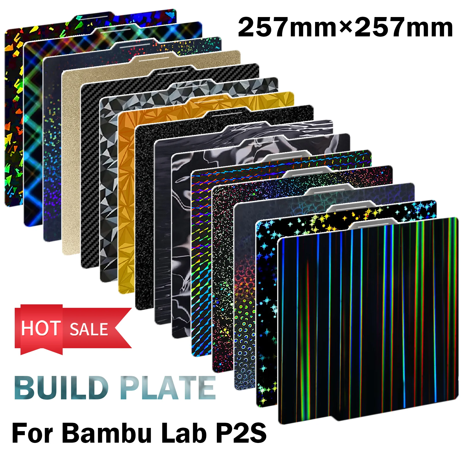 

For Bambu lab P2S Build Plate P1S X1C Pei Textured 257x257 H1H PEY Peo Sheet Spring Steel For Bambulab P2S Bamboo P1P Hot Bed