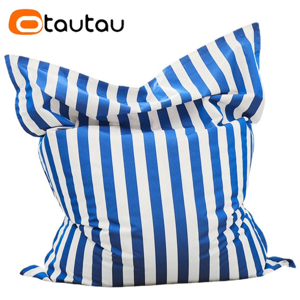 OTAUTAU 6ft Sqaure Swimming Pool Floating Pillowsac Pouf Cover No Filler Outdoor Beach Garden Puff Salon Bean Bag Sofa Bed SF081