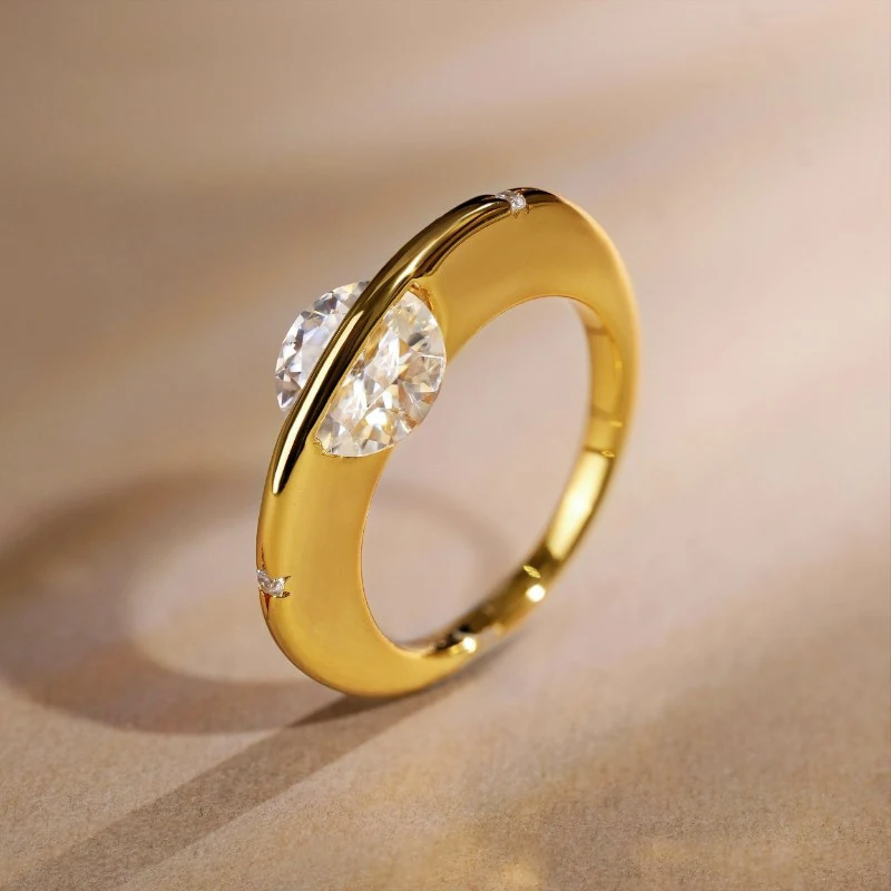 Huitan Moderne Mode 8MM Kubische Zirkonia Dünne Ringe für Frauen Hochzeit Verlobungsring Accessoires Minimalistischer Statement-Schmuck – Detail 2