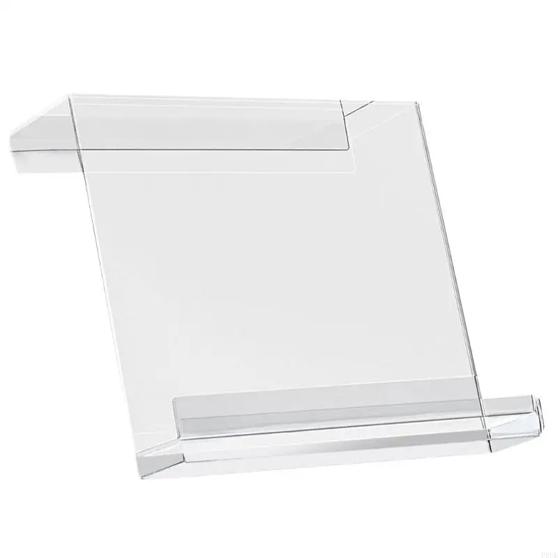 P0UB Soporte libros cinta correr Clear Acrylic Book para tableta almohadilla