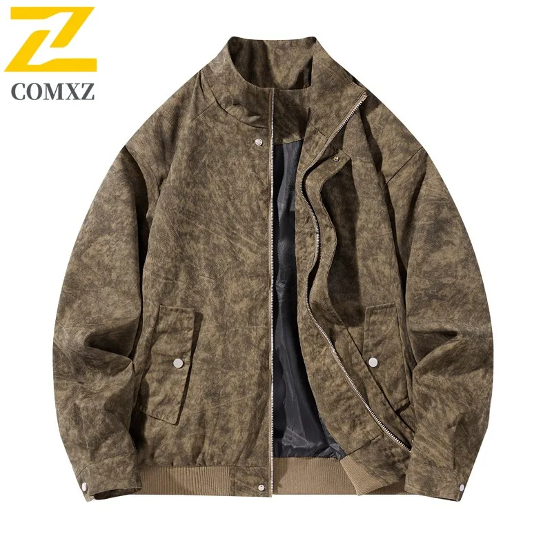 سترة شتوية جديدة للرجال من COMXZ سميكة للعمل في الهواء الطلق مقاومة للرياح سترة دافئة عالية الجودة بياقة واقفة ملابس بتصميم لون نقي #3