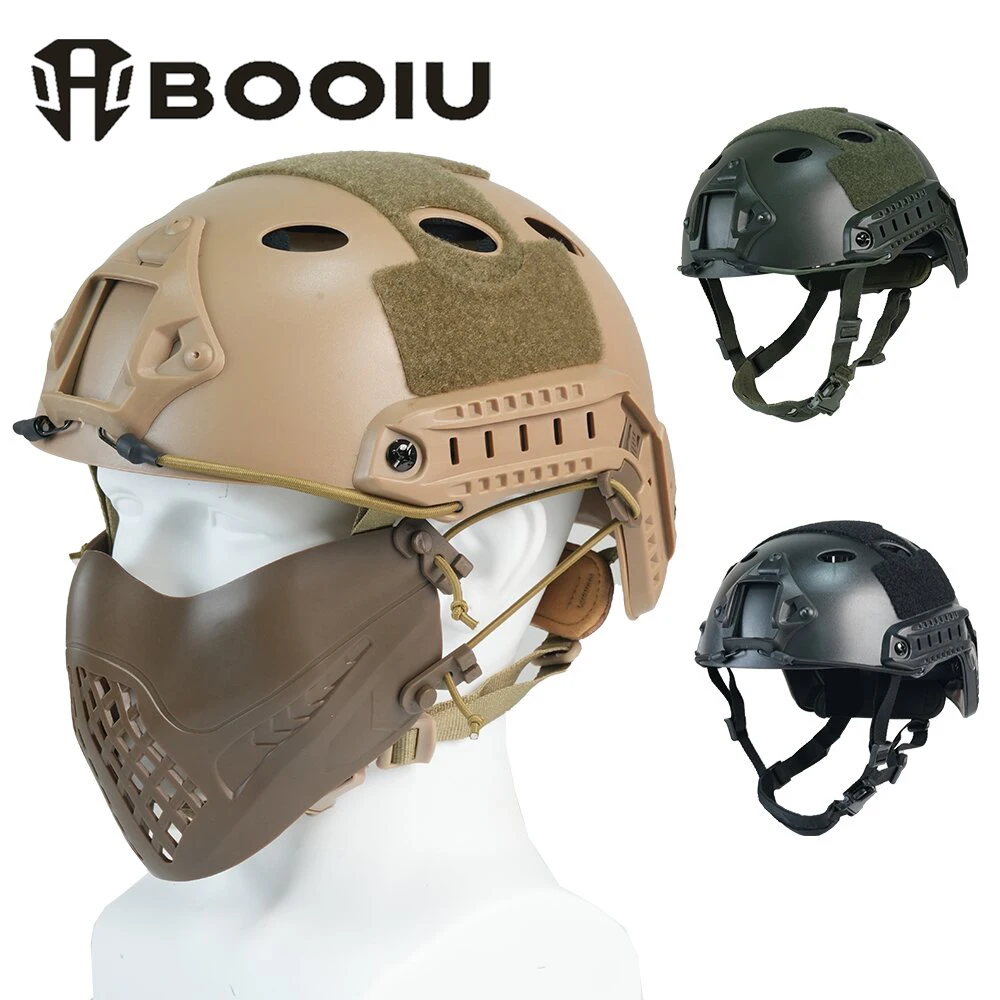 booiu-タクティカルファスト-pj-mh-ヘルメット-abs-調整可能なノブアウトドアアクティビティトレーニング-cs-ペイントボール安全保護具
