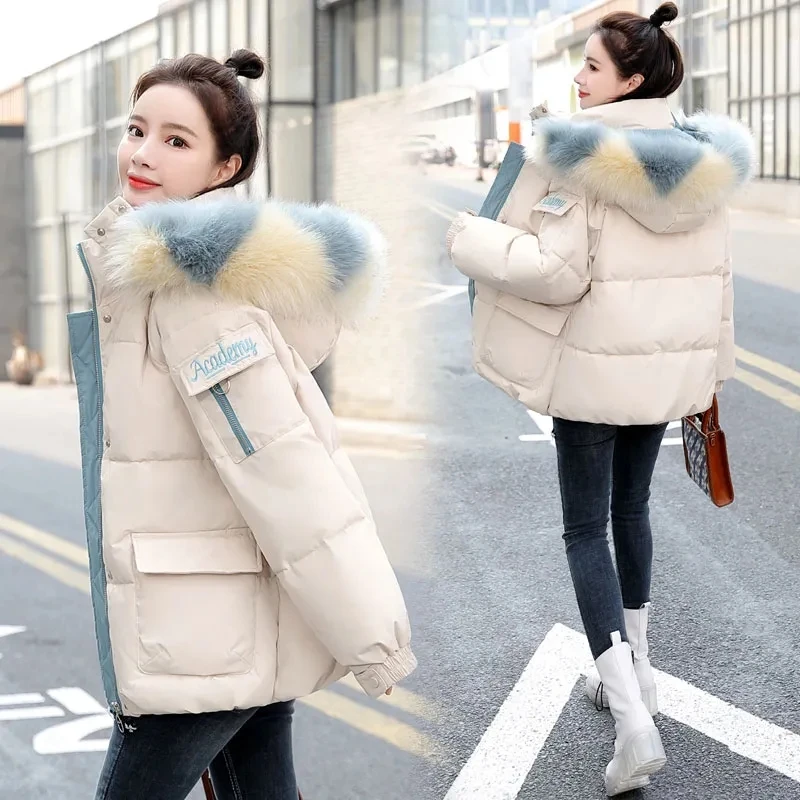 

Women Jacket Solid Color Down Cotton Clothing Korean Version Loose Short Woolen Collar New In Coats Women's Winter Jackets 2024