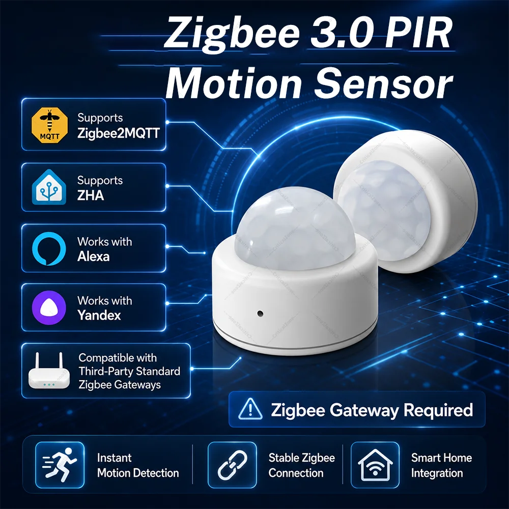 Zigbee 3.0 PIR Montion Sensor Zigbee Sensor Zigbee Hub Required workwith Home Assistant Yandex Alexa ZHA Zigbee2MQTT SmartLife