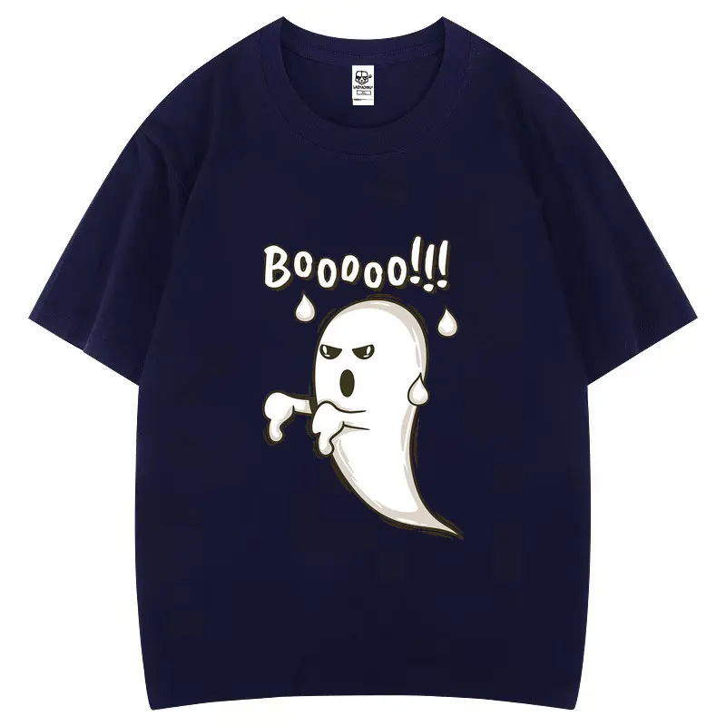 مضحك بو الجمجمة وغيبوبة القطن تي شيرت الفكاهة نمط قصيرة الأكمام س الرقبة قمم مريحة أزياء شعبية محب الشارع الشهير #3