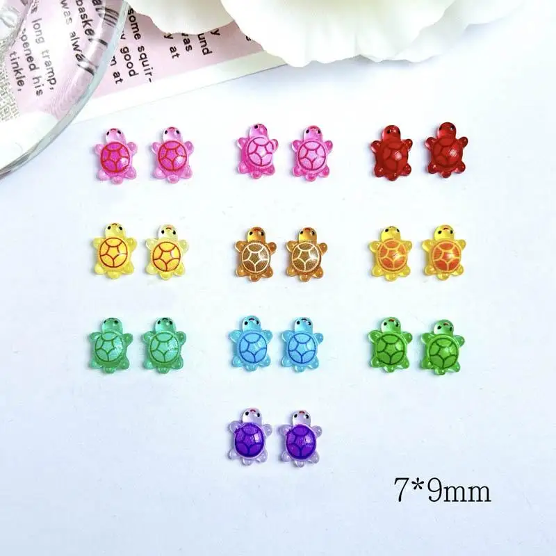 Dopamine Gekleurde Mini Turtle Nail Charms 3d Lichtgevende Schildpad Hars Nail Art Decoraties Voor Diy Haarspeld Telefoon Case Nail Benodigdheden