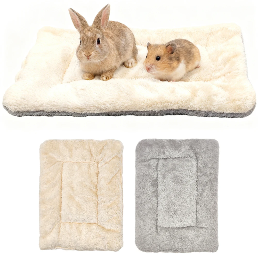 1 PC Warm Winter Reversible Plush Hamster Pad Ultra Soft Guinea Sleeping Mat Pet Bed Mat for Small Animals Kitty Rabbit Squirrel