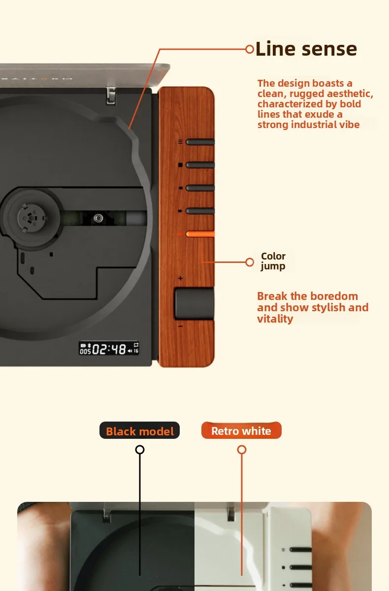 Lecteur CD fièvre rétro, écouteurs Bluetooth de haute qualité, cadeau d'anniversaire portable