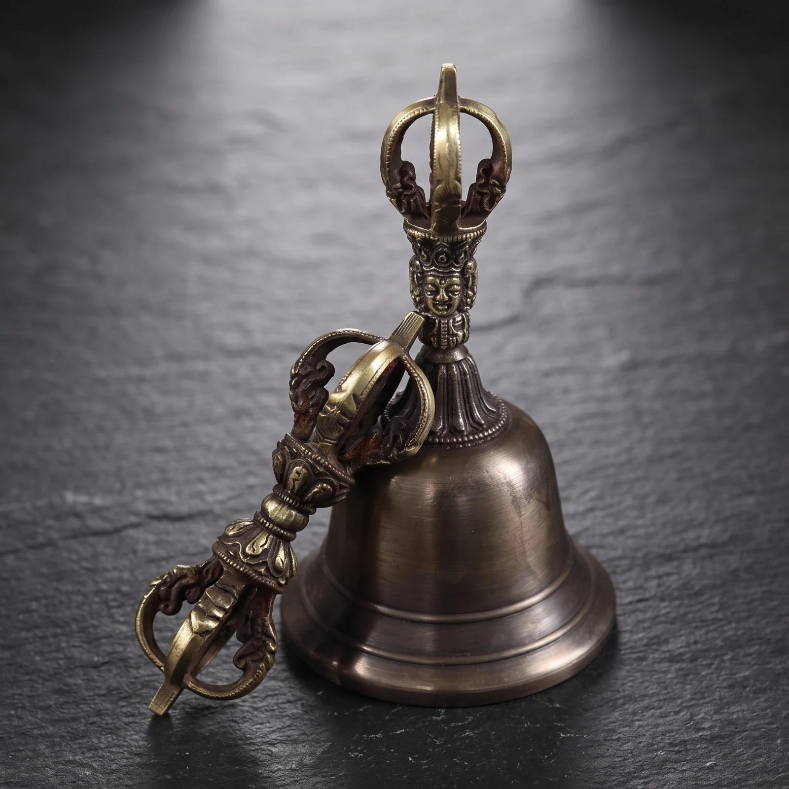 Vajra Bell Handheld Bell with Vajra Handle Ornate Decorative for Meditators, Chanting, Meditation