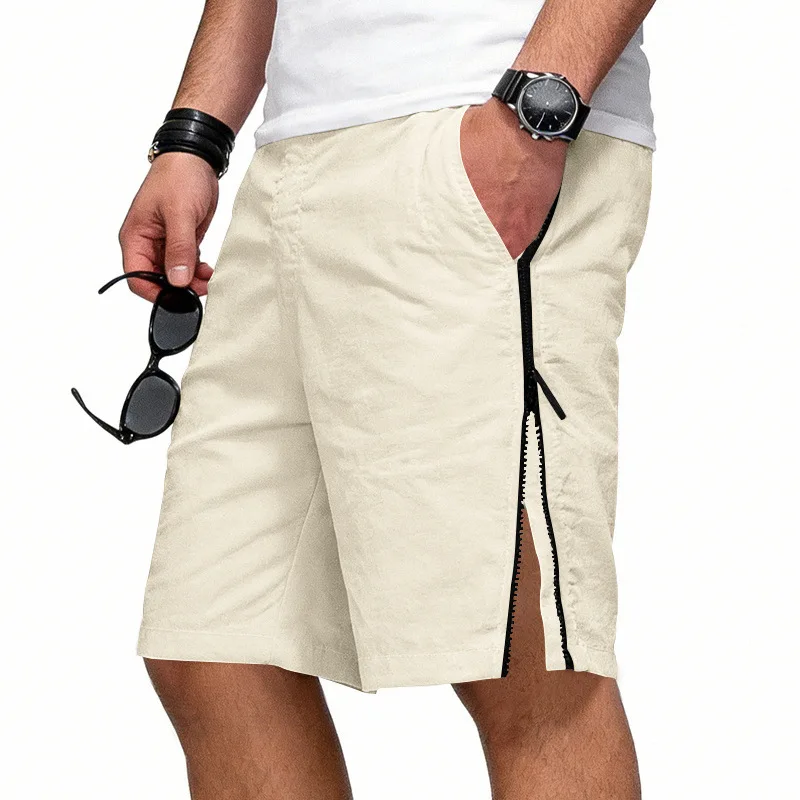 Cross-border summer men's loose high street casual hip hop sports zipper 5 point basketball shorts