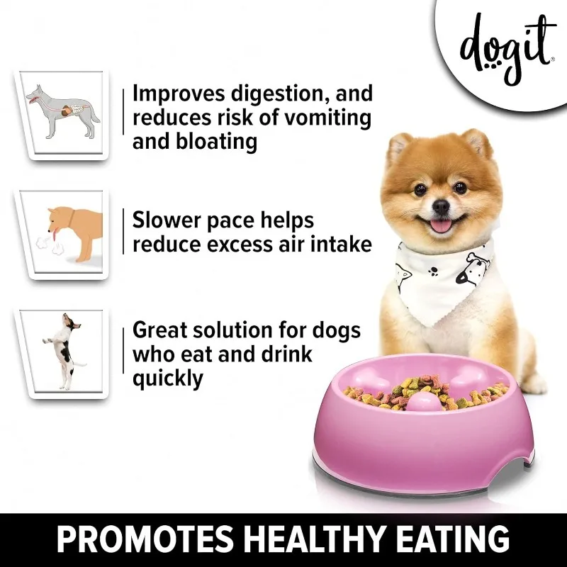 Pet Cat Dog Slow Food Bowl Fat Help Healthy Round Anti-choking Thickened and Non-slip Multiple Colors