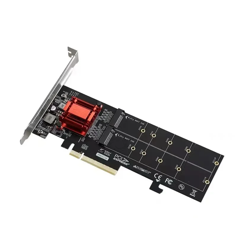 

PCIE3.1 X8 dual M.2 hard disk expansion card ASM18 12 supports NVME protocol full speed expansion card