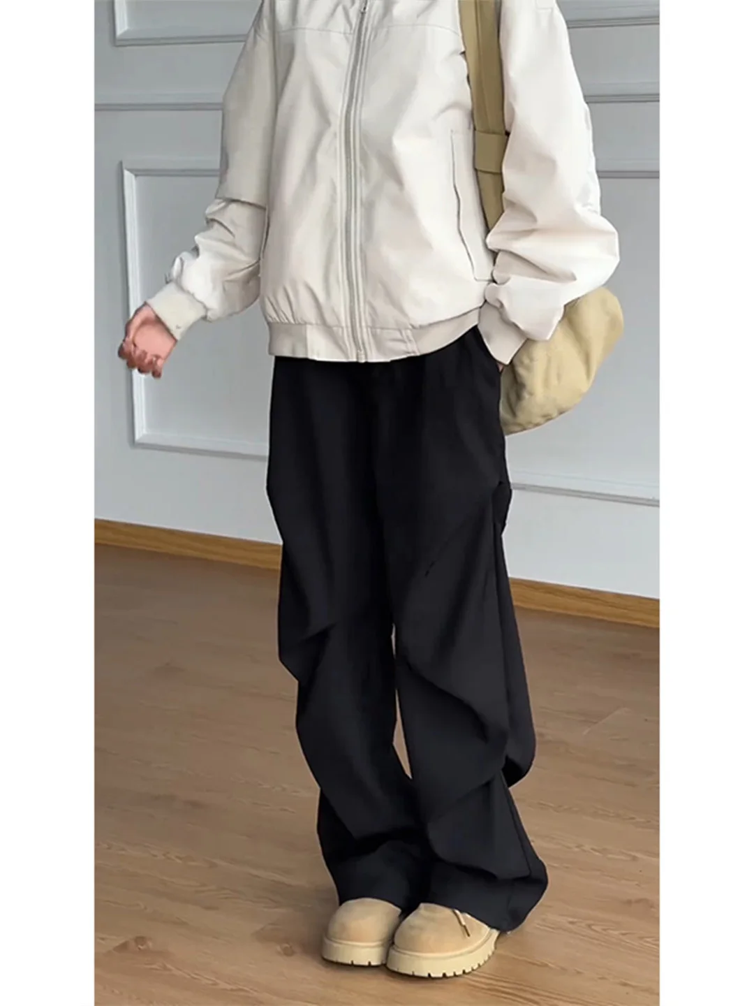 

Мужские зимние брюки Bla Fce с плиссировкой, широкими штанинами и прямым кроем, в американском уличном стиле, для работы