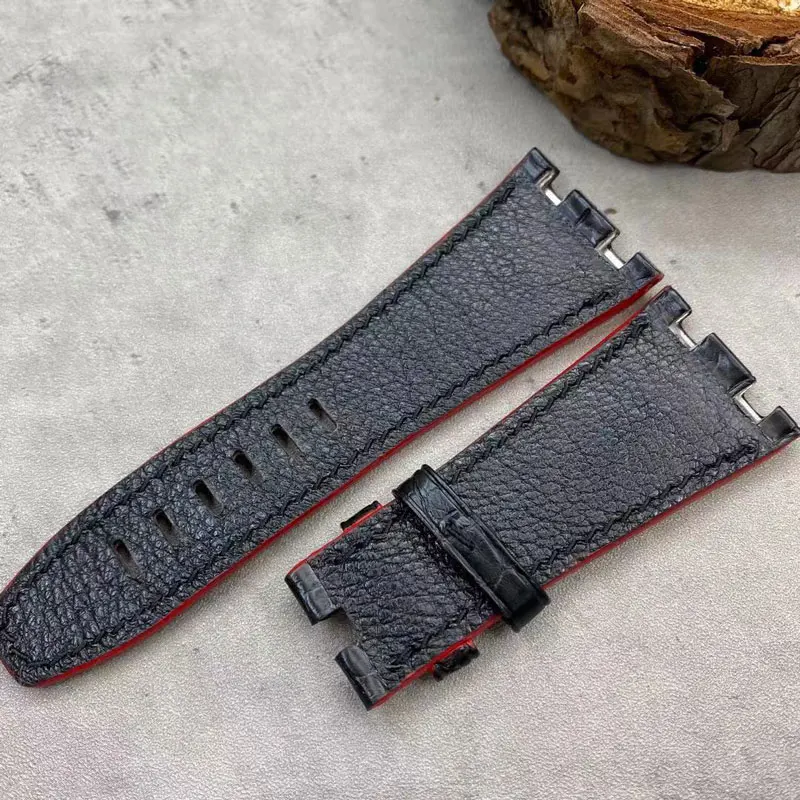 FUYIJIA Top Custom A-udemarsP-iguet Watch Band 23MM 26MM 28MM 30MM Calibrator Crocodile Skin Strap Genuine Alligator Watchbands