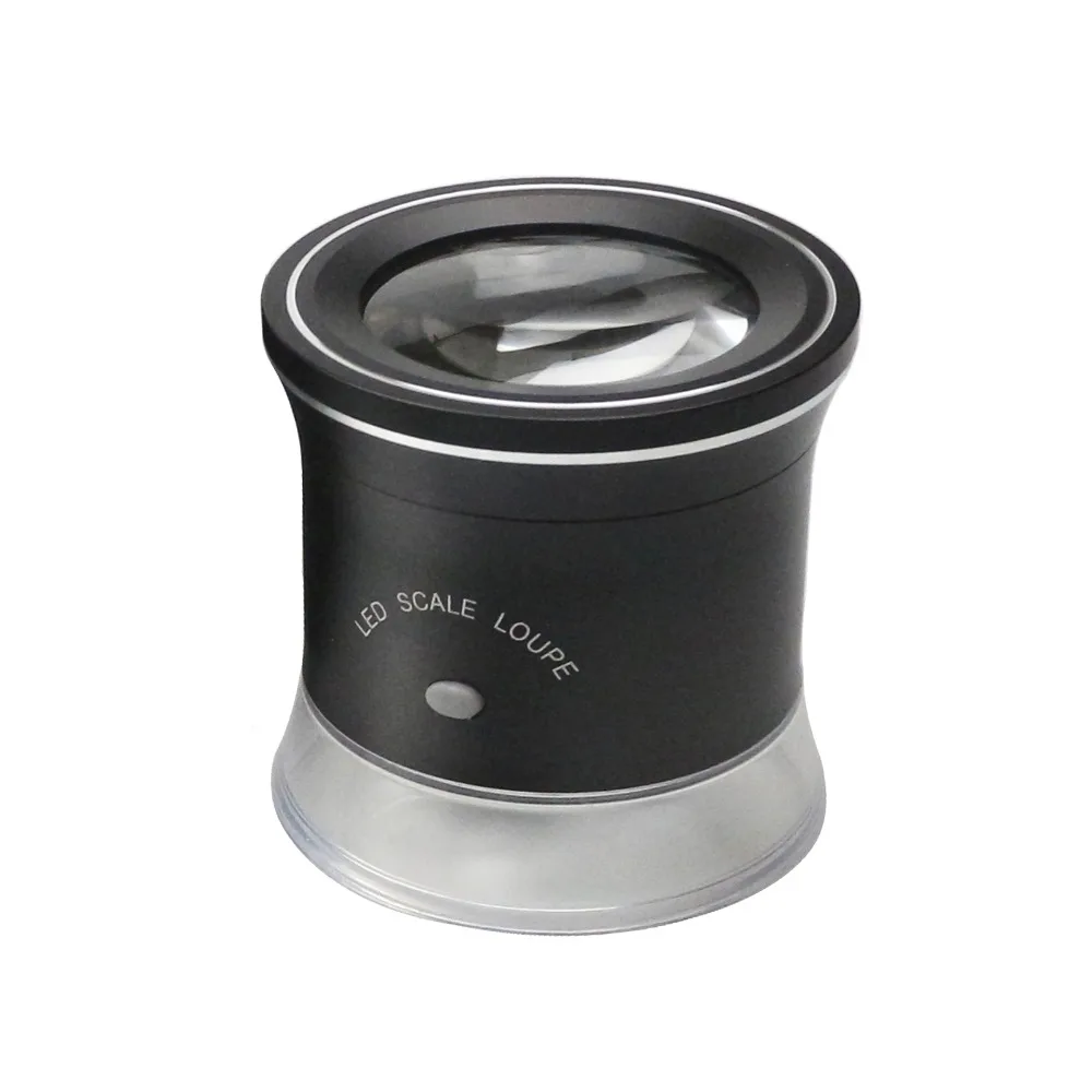 30X Magnification LED Scale Loupe 6 White Lights Black Illuminated Magnifier USB Charging Rechargeable Magnifying Glass