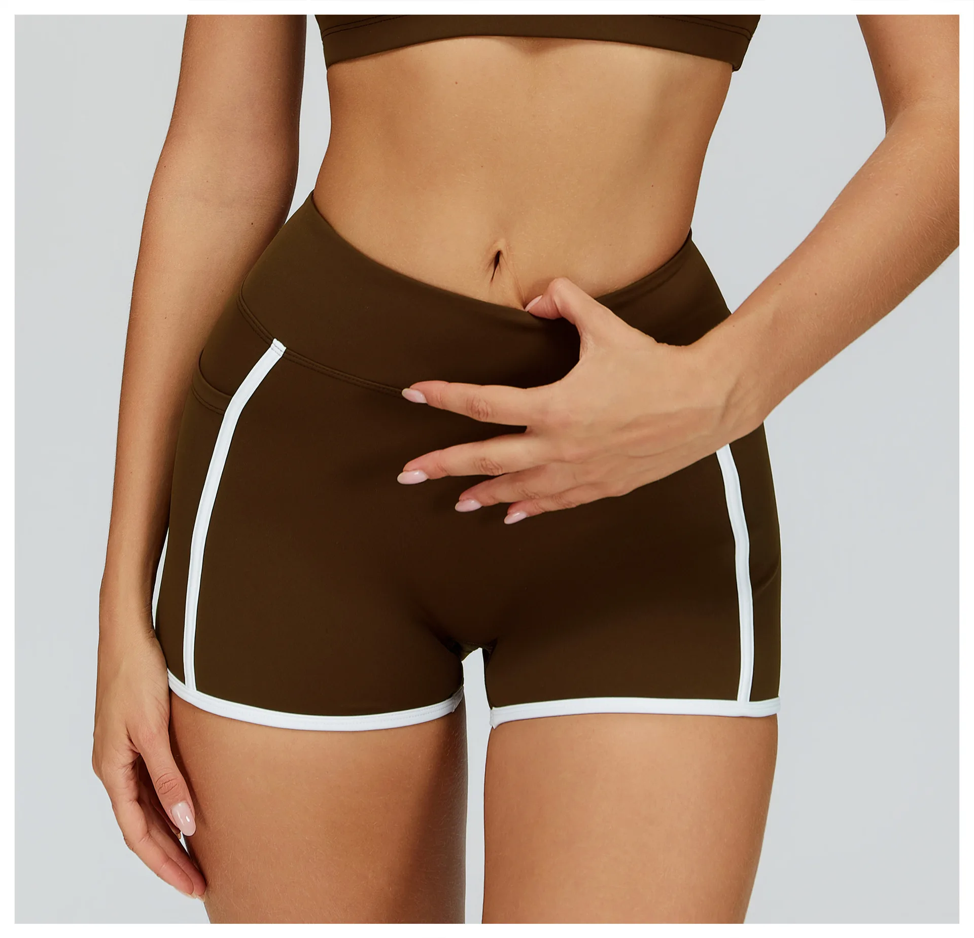 High Waisted Contrasting Color Naked Shorts for Women Tight Sports Running Shorts Outdoor Exercise Fitness
