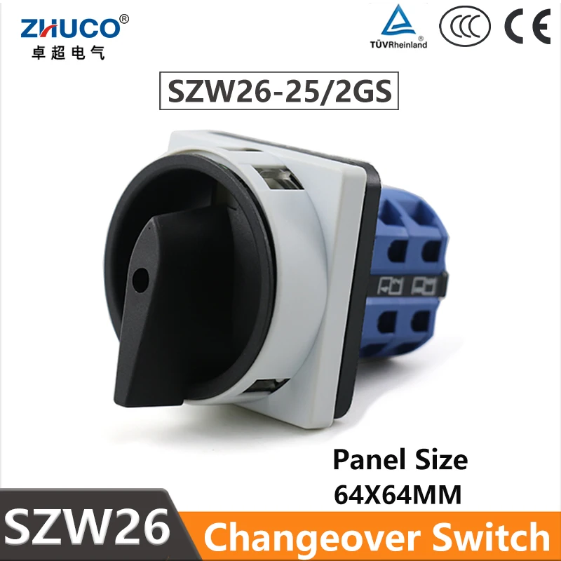 

ZHUCO SZW26-25 2GS 64X64mm Grey Panel 8 Screws ON-OFF 25A Power Cut-off Rotary Cam Combination Knob Padlock Circuit Switch