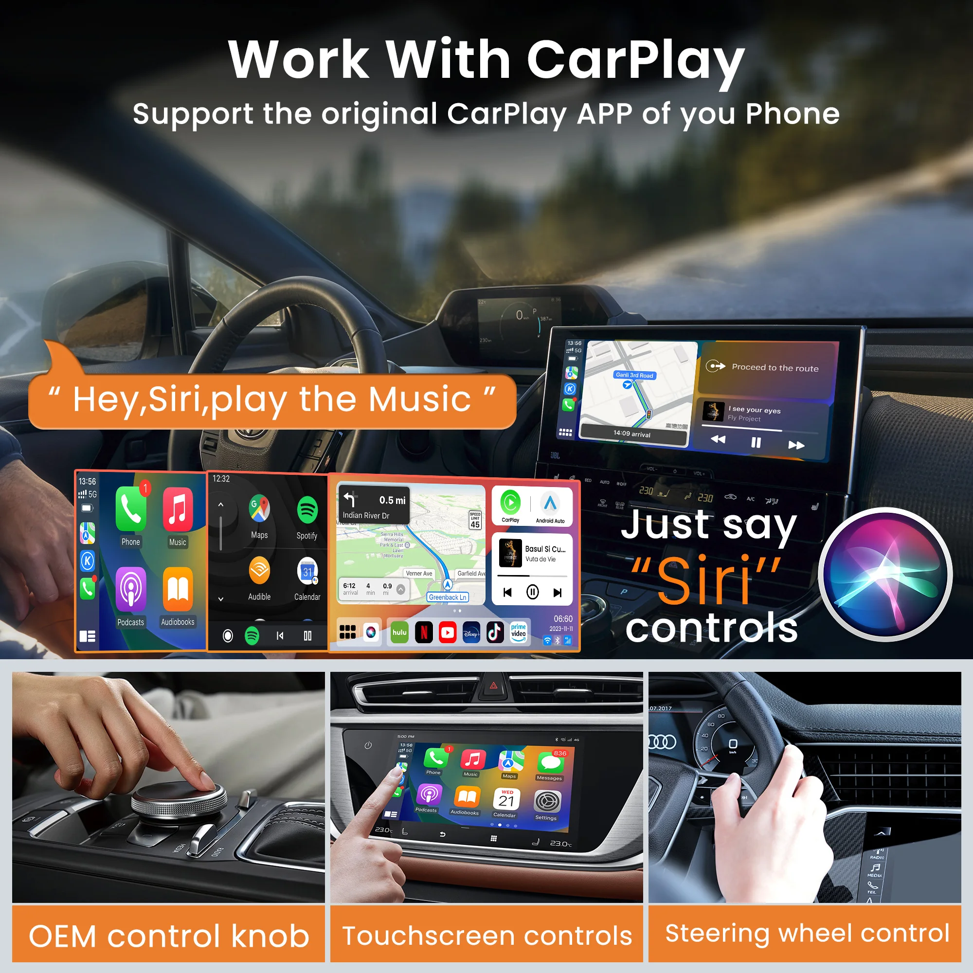 MMB MAX 5.0 CarPlay AI Box Android 13.0 OS QCM6225 8-Core Android Auto Wireless CarPlay Adapter Magic Box 2.4+5G FOTA Upgrade