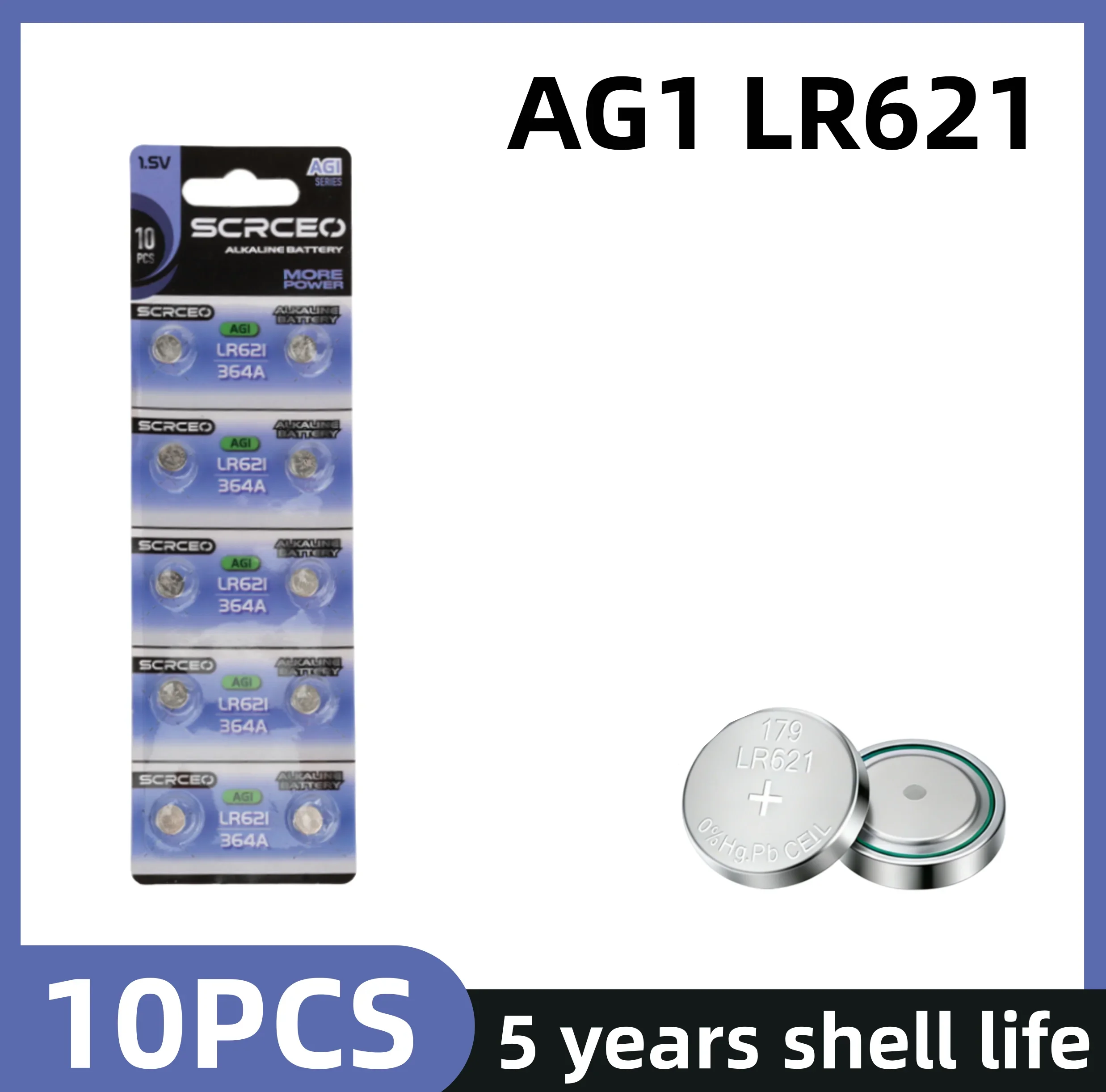 Button Cell Battery LR621 SR621SW AG1 1.5V Lithium Manganese, 2-50PCS for Watches, Calculators, Small Electronics