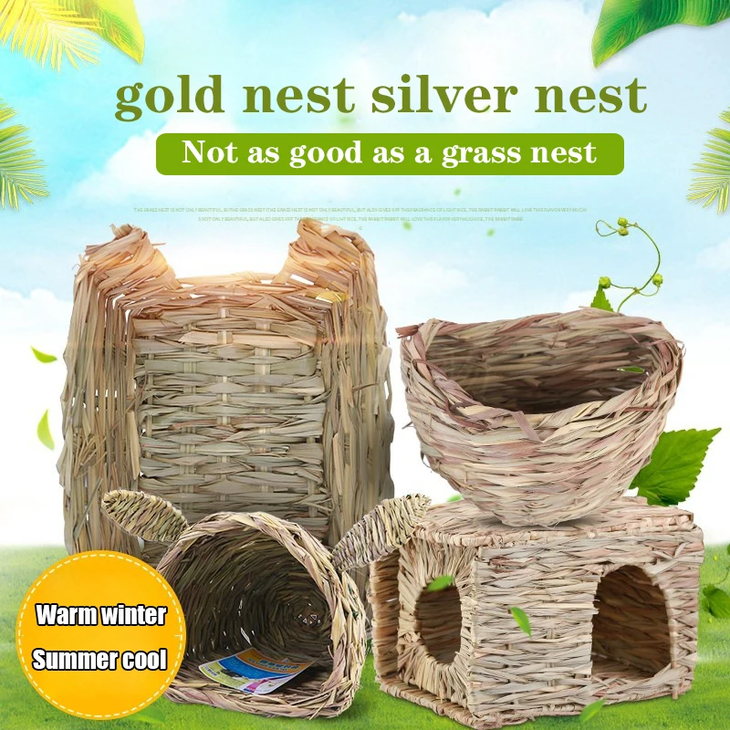 

Folding Straw House for Small Pet, Spot Small Pet, Rabbit, Chinchilla, hamster, hedgehog, guinea pig, Handmade Nest House, Straw