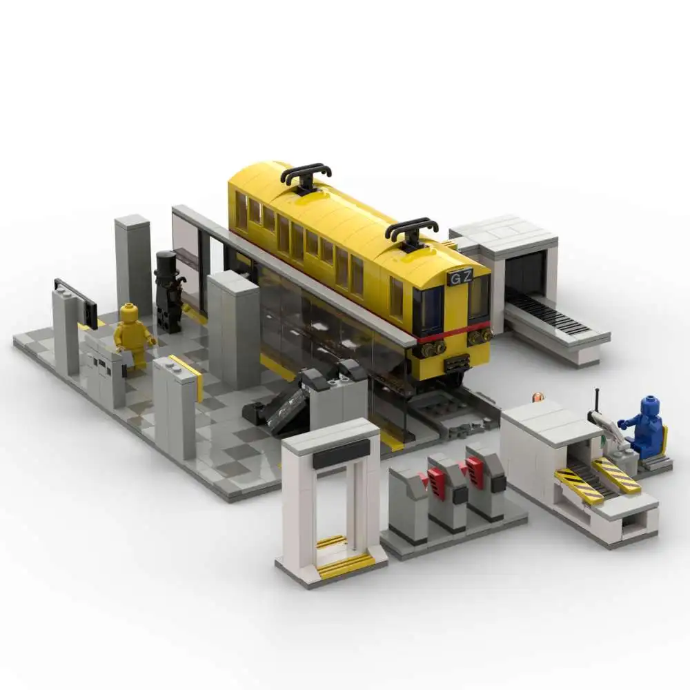 MOC Model Urban Subway Security Inspection System Building Blocks Bricks Decoration Baggage Screening Machine Toys for Children