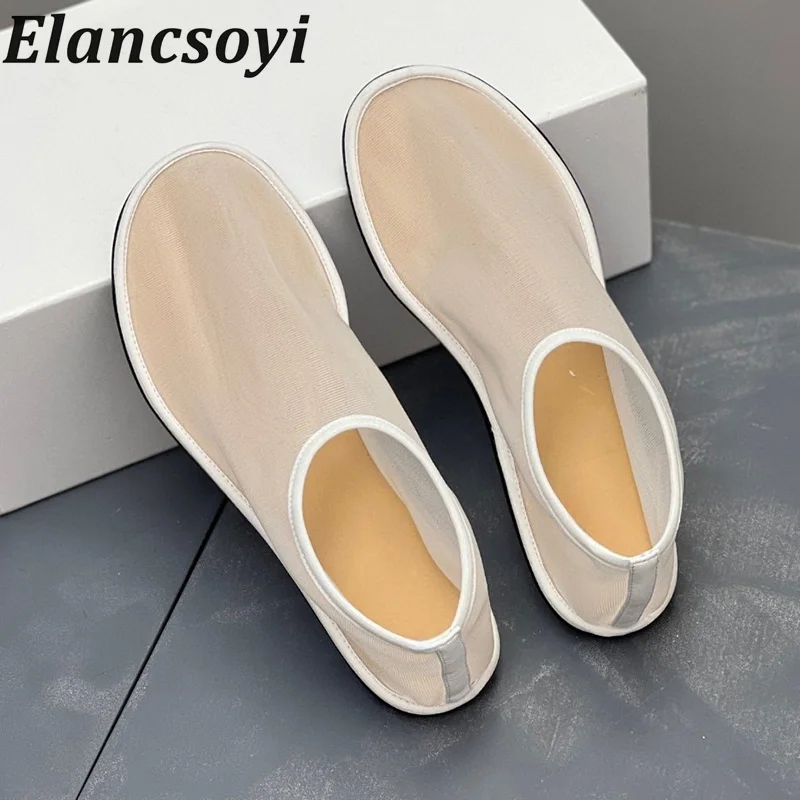 

Spring Summer Round Toe Mesh Breathable Retro Flat Bottom Shoes Women's Lazy Loafers Female Solid Color Casual Single Shoes