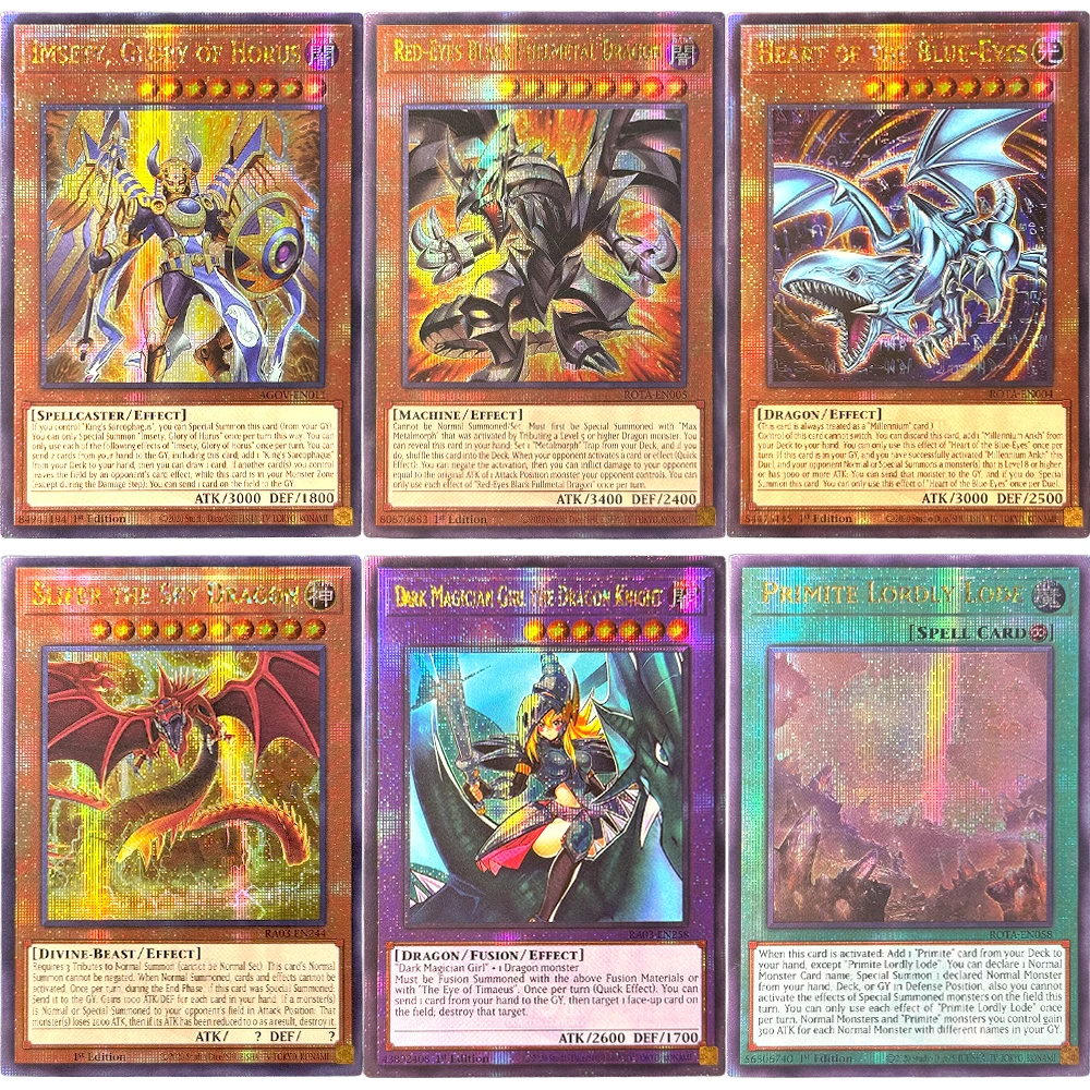 

Ю-ГИ-ОГ! Голографическая игра-QCScR Прокси, коллекция карт TCG, игрушка Primite Lordly Lode Heart of the Blue-Eyes Imsety, Glory of Horus