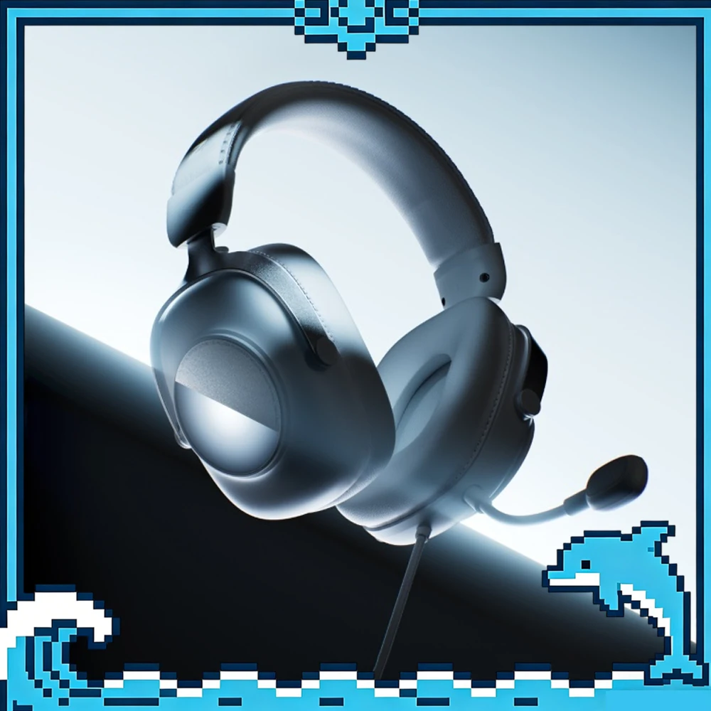 MelGeek Gleam Wired Gaming Headset 53mm Drivers Detachable Microphone 10-Band EQ 3m Cable Over-Ear 7.1 Virtual Surround