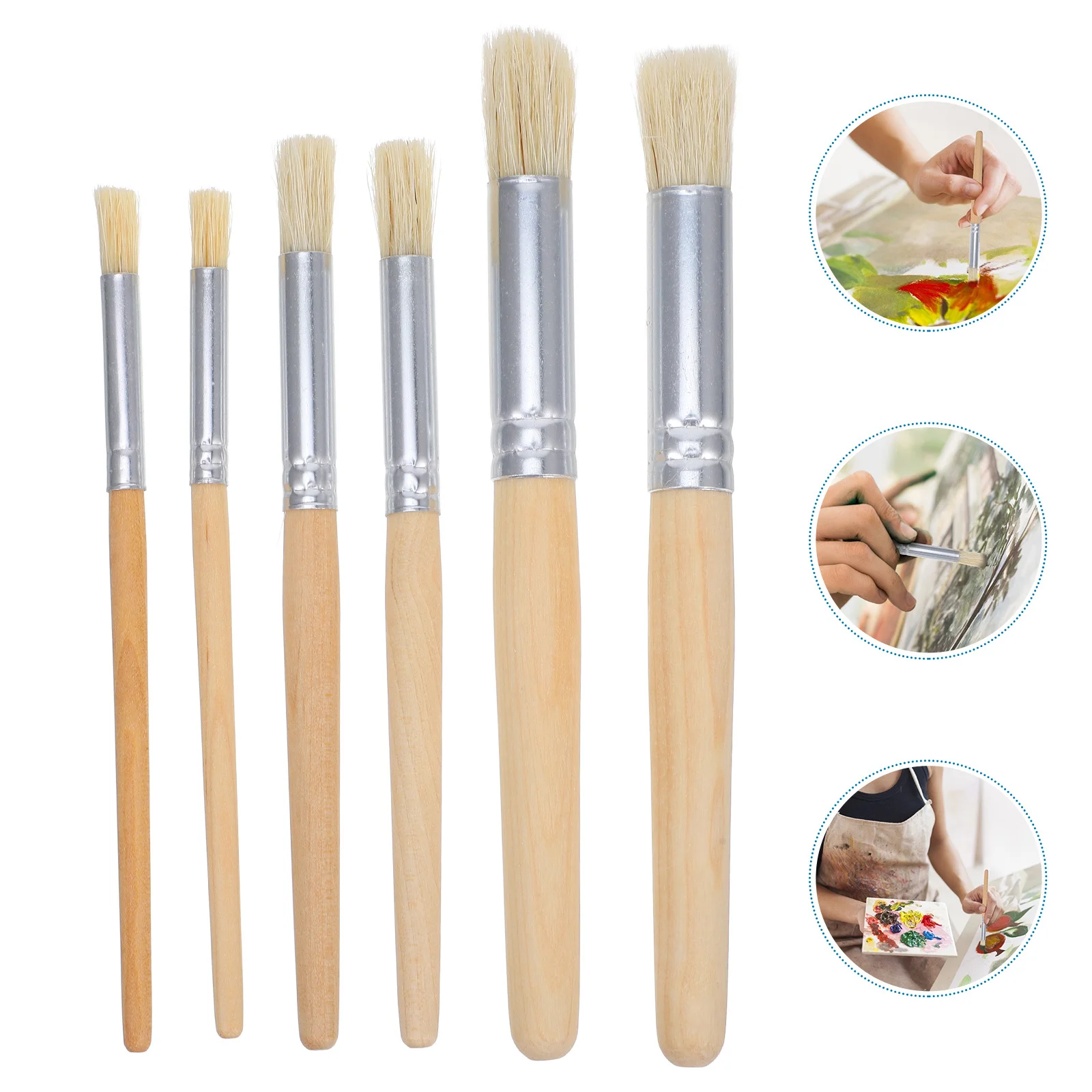 

12Pcs Natural Pig Bristle Wooden Stencil Brush Set for Acrylic Oil Painting DIY Art Crafts Fine Detailing Paint Mixer Parts