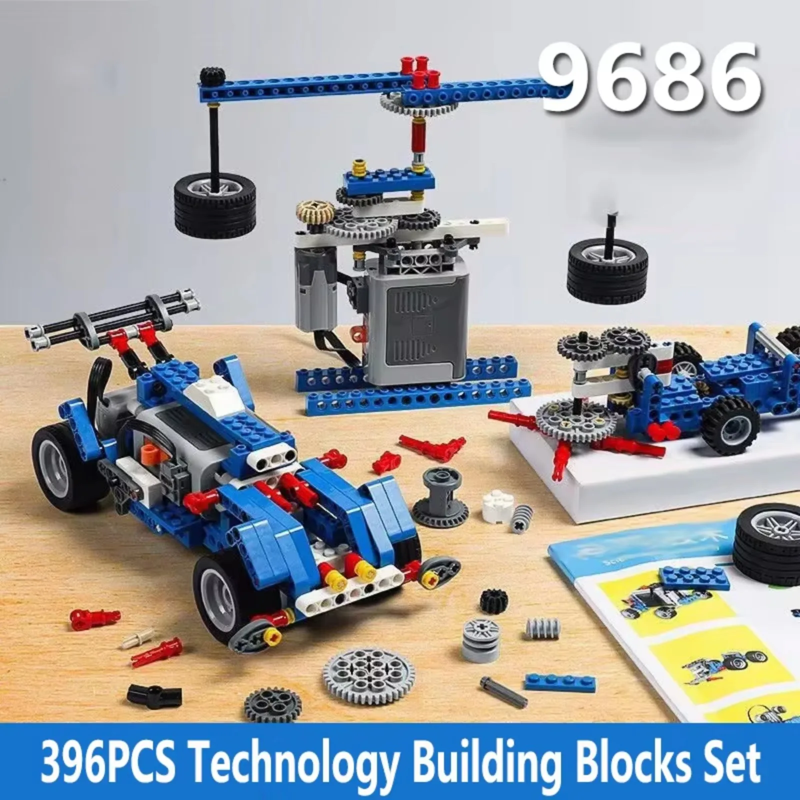 Juego de bloques de construcción técnicos MOC de 396 piezas con funciones eléctricas para la educación STEM