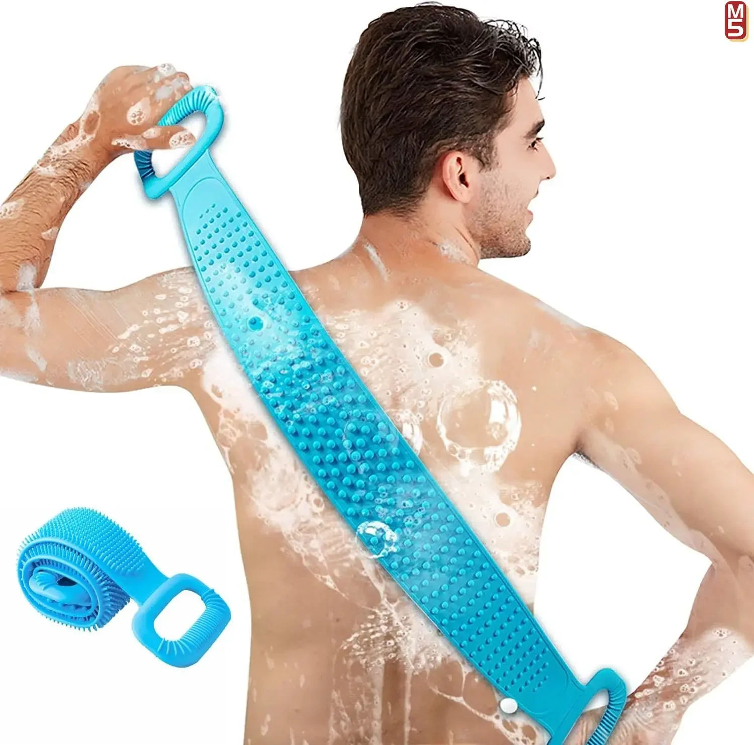 Silicone Back Scrubber for Shower Bath Body Brush Back Washer with Handle for Men and Women Deep Cleansing Massage Skin