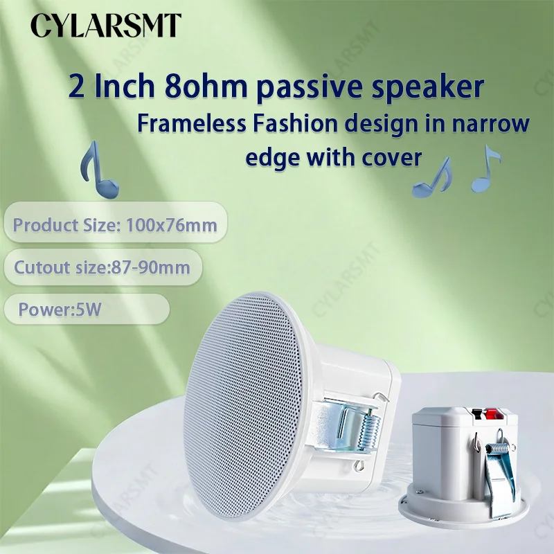 2Inch Mini 8 Ohm Ceiling Speaker - Background Music Stereo Sound Passive Home Audio System for Office Kitchen Living Room