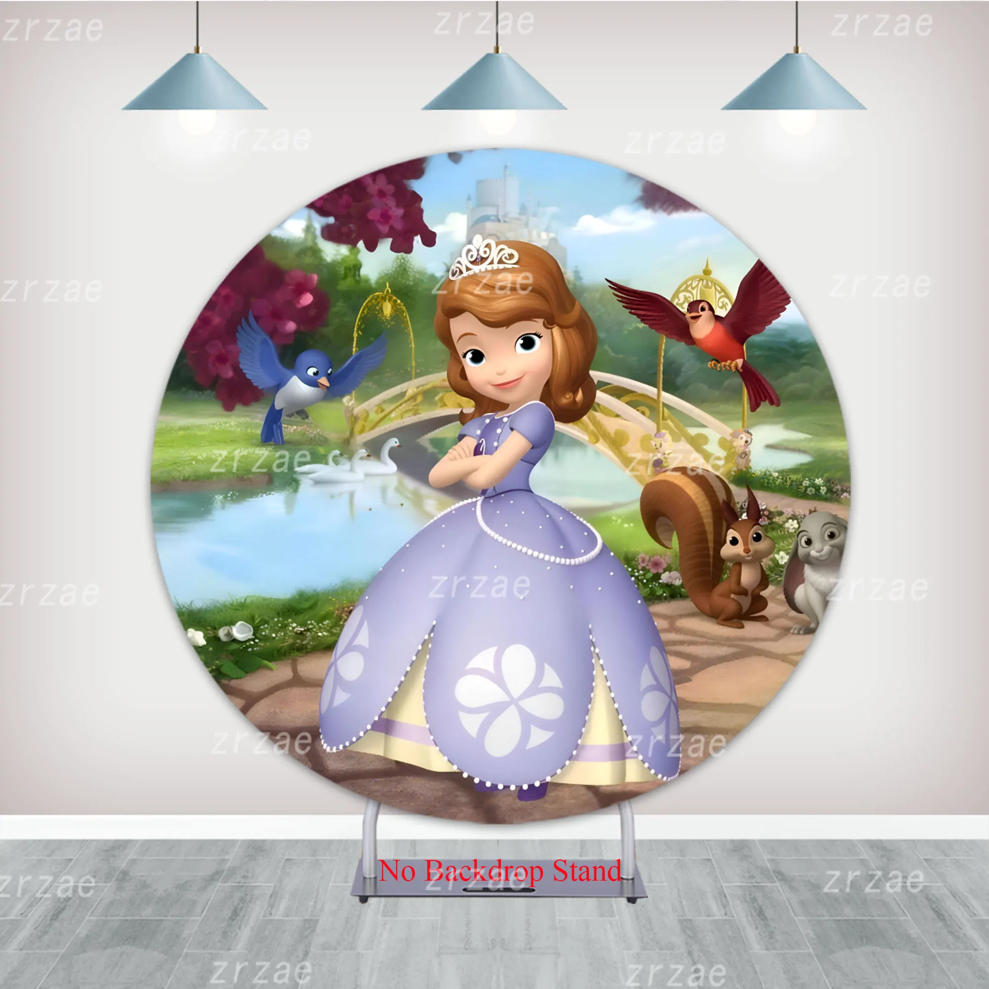 Sofia the First Round Backdrop Baby Birthday Girls Party Child Shower Kid Photography Background Decoration Cylinder Photo Cover