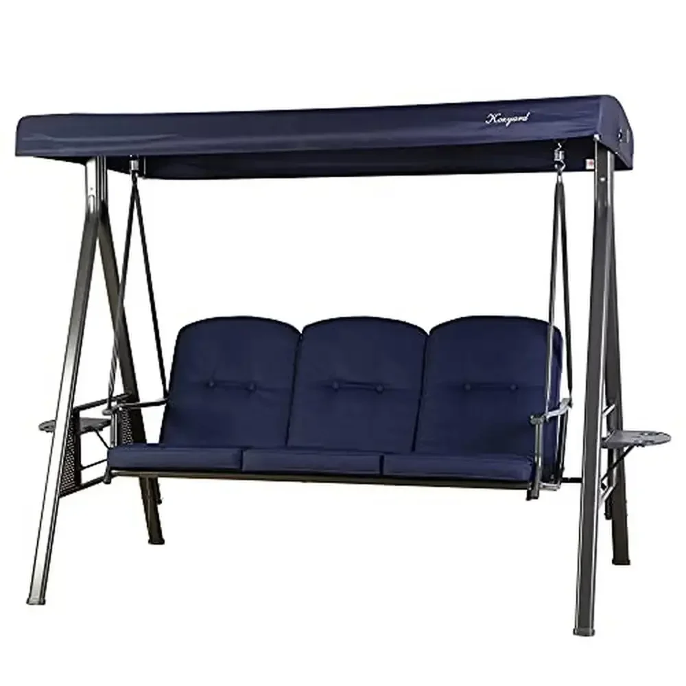 

3-Seat Outdoor Patio Swing with Adjustable Canopy Waterproof Cushion & Glider Design Outdoor Relaxation and Comfort Herbert