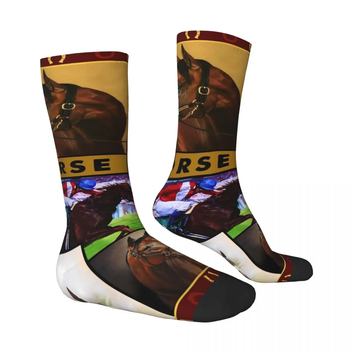 Horse Racing Socks Animal Print Modern Stockings Women Men Comfortable Running Socks Spring Pattern Anti Slip Socks