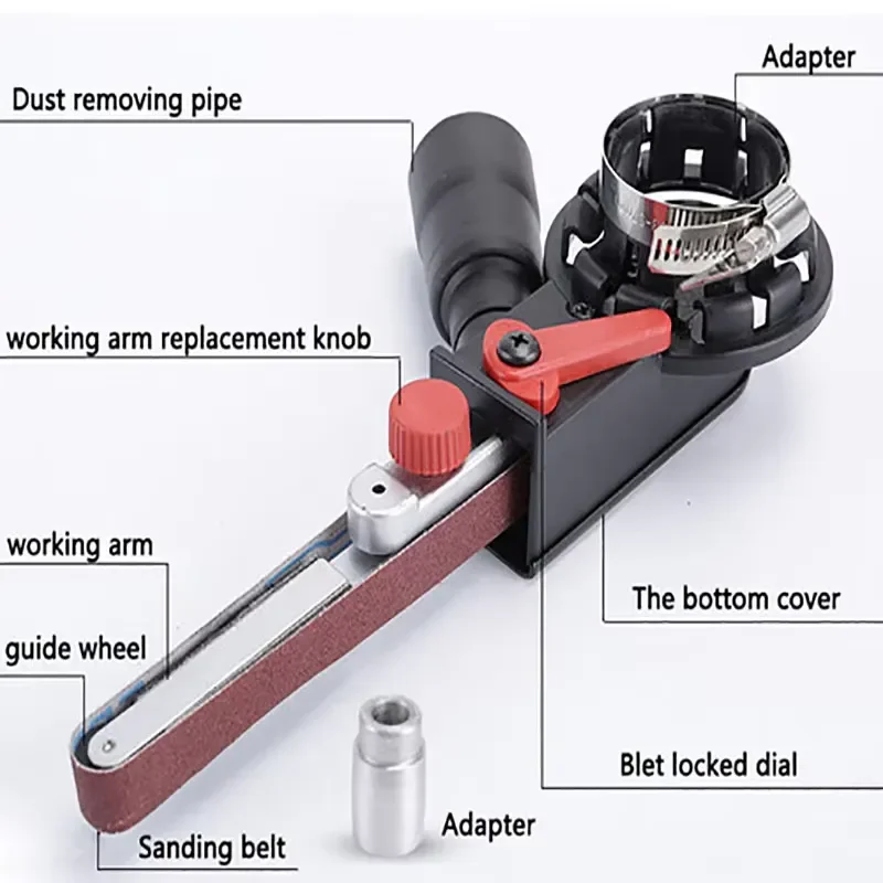 4 Inch Sander Machine Sanding Belt Adapter Head Converter With Sanding Belts For Electric Angle Grinder Woodworking Grinding