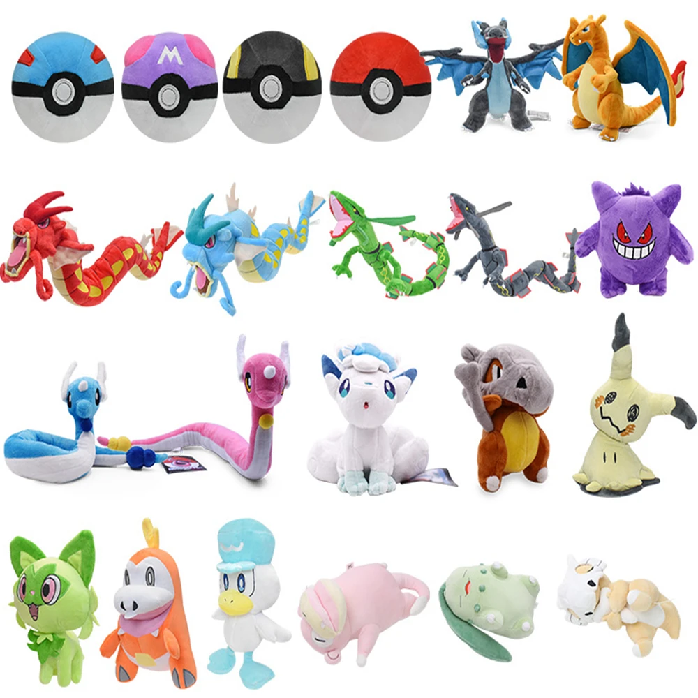 

Pokemon Peluche Toy Poke Ball Gengar Cubone Mimikyu Rayquaza Gyarados Charizard Plush Doll Cartoon Anime Stuffed Doll Gift