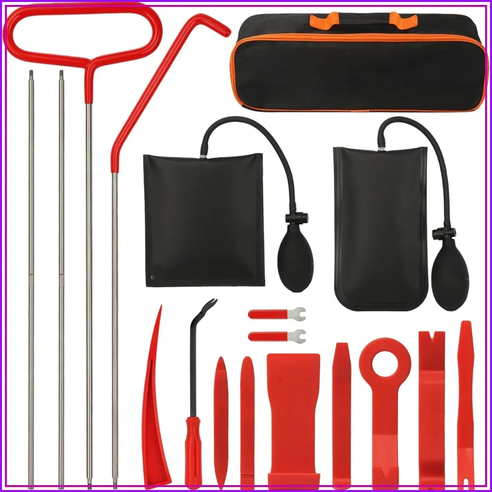 

17-Piece Wind Shear Car Tool Kit, Multifunctional Stainless Steel Tools with J-Hook, Portable Carrying Bag