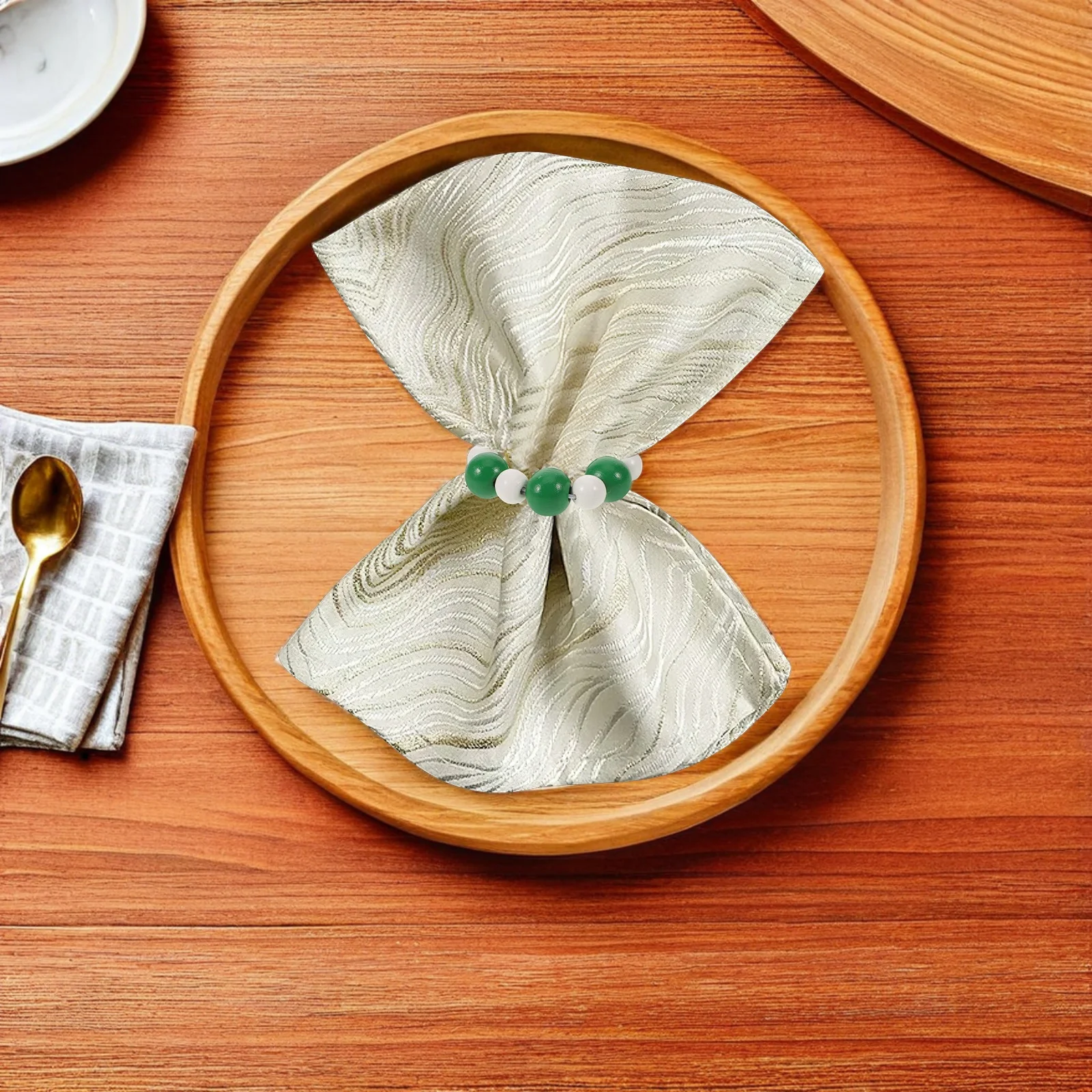 

6pcs Wooden Napkin Rings St Patrick'S Day Table Decor Rustic Boho Dinner Holders Wedding Party Christmas Decoration Serviette